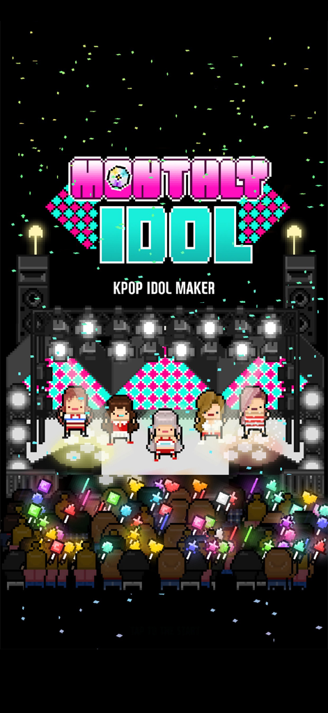 Monthly Idol pixel art Kpop group performing on stage for fans