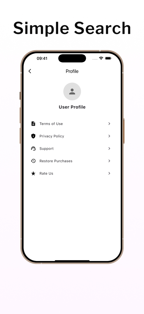 Tela de perfil de usuário e configurações do aplicativo Deepsearch AI