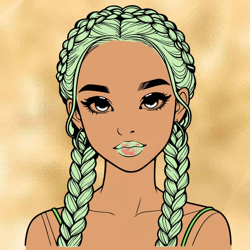 realistic girl with braids
