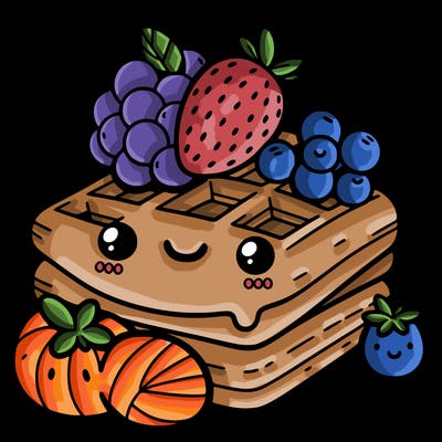 simple waffle with fruit