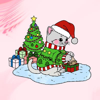 christmas kitty baby cute