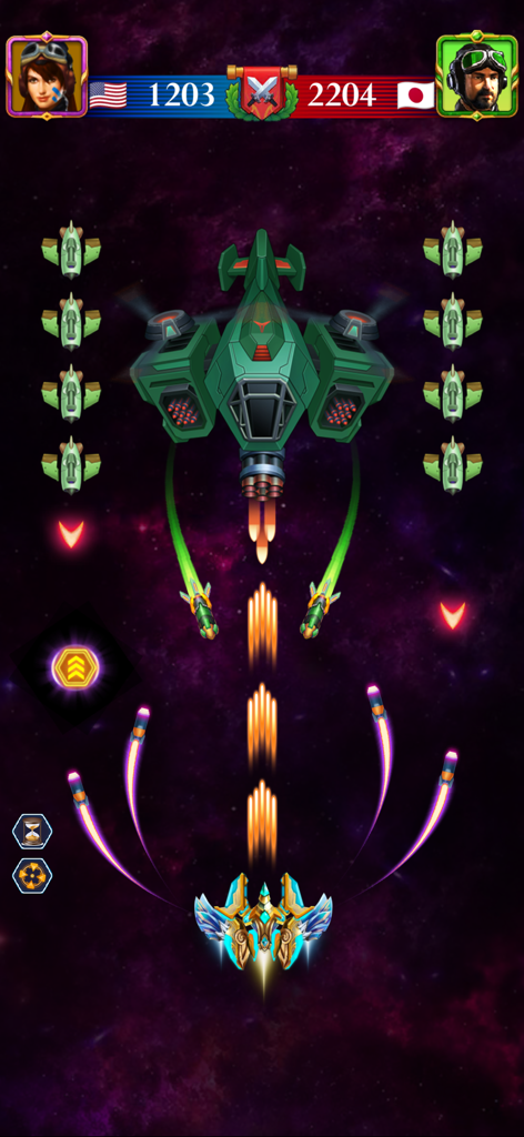 Galaxy Invaders - Space Attack - Une bataille spatiale JcJ compétitive dans Galaxy Invaders entre des joueurs des États-Unis et du Japon.