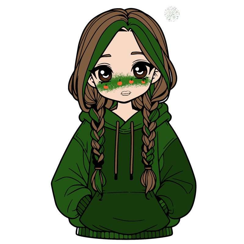 a realistic girl with a oversized hoodie and she has braids