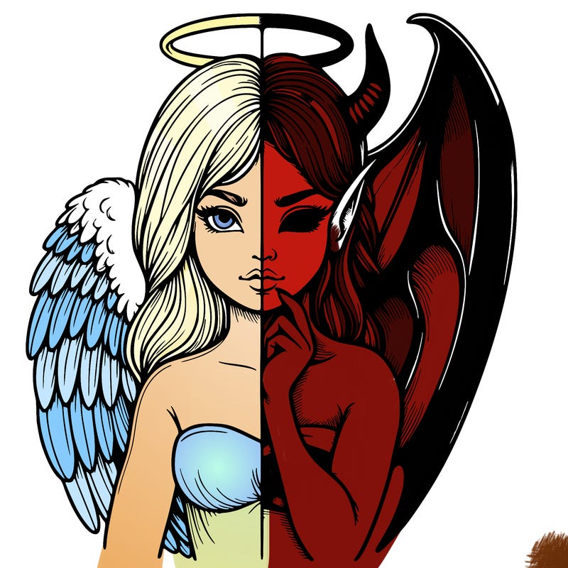 realistic angel half demon