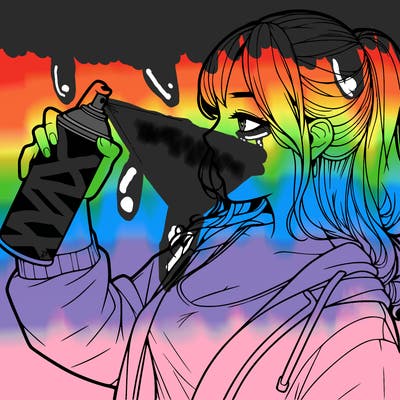 a realistic girl spray, painting