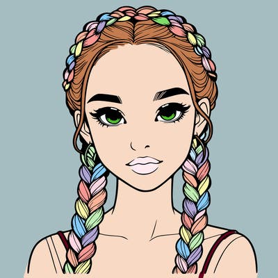 realistic girl with braids