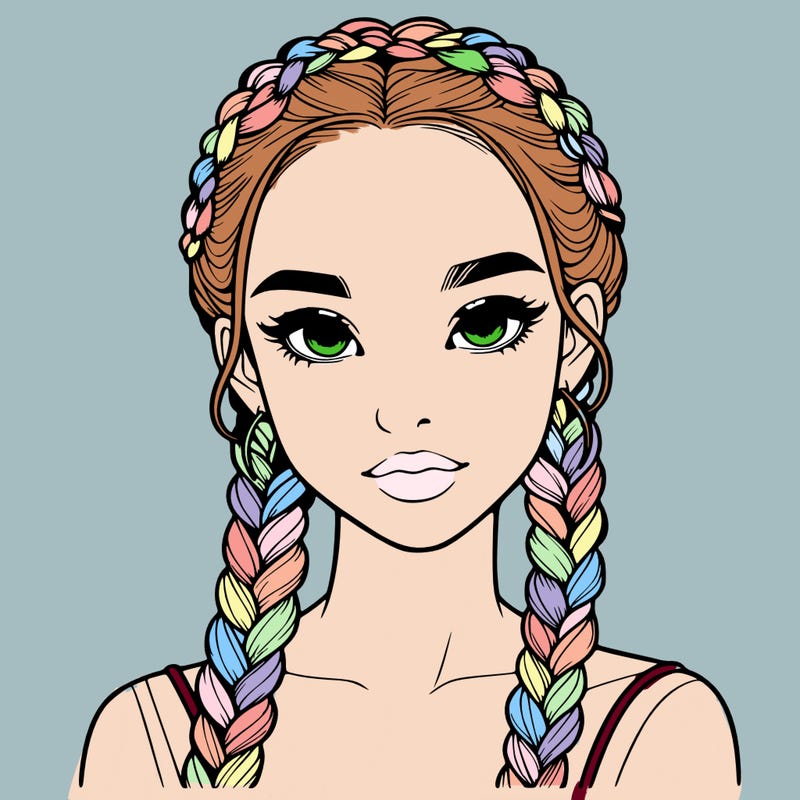 realistic girl with braids