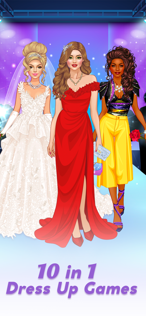 Tre modelle di moda in outfit da matrimonio, red carpet e alla moda su una passerella