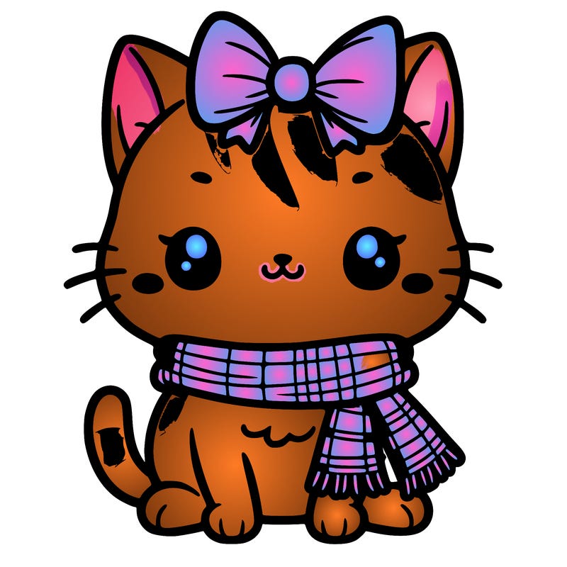 cute cat wearing a scarf.