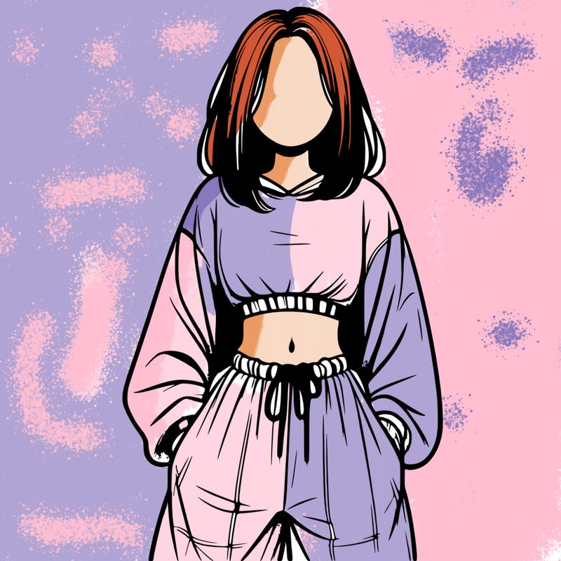 realistic girl faceless with baggy pants and a crop top