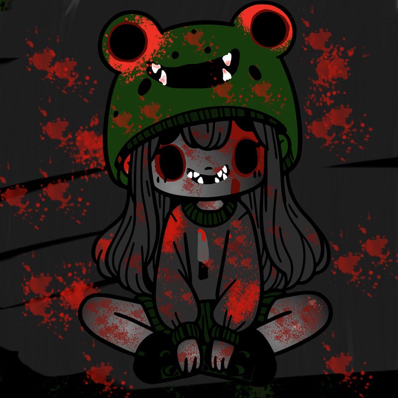 a girl wearing a frog hat and some frog socks