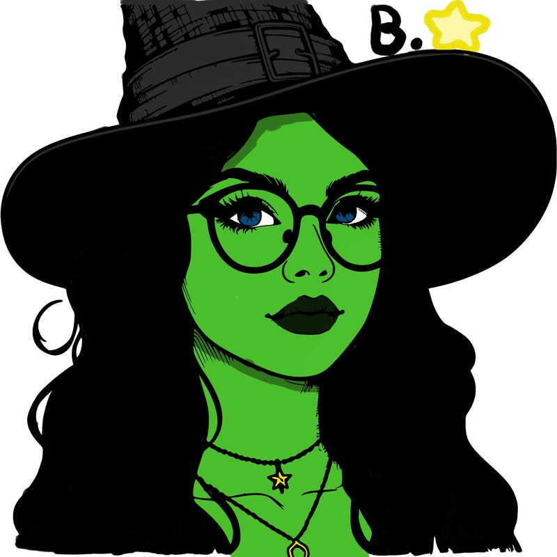 a witch with glasses realistic