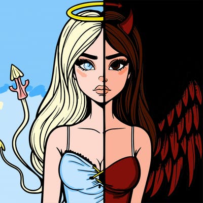 devil vs angel realistic girl