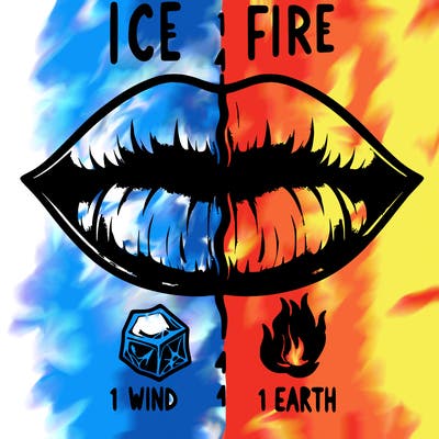 realistic lip split in fourth . 1 fourth ice 1 fire 1wind 1 earth