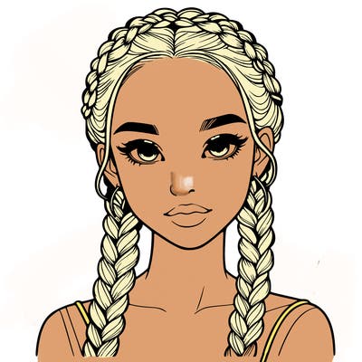 realistic girl with braids