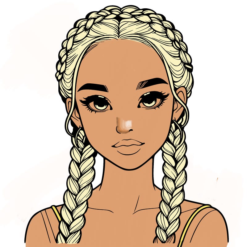realistic girl with braids