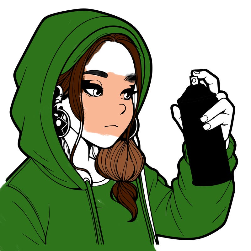 a realistic girl, spray painting