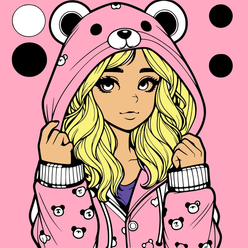 realistic girl in a animal pjs hoodie