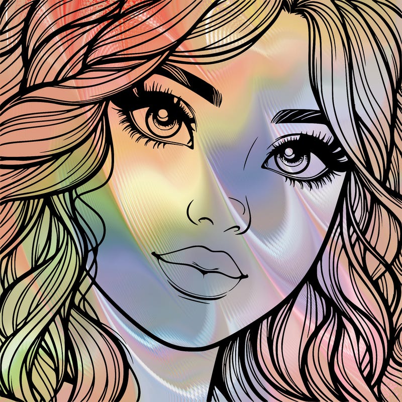 beautiful realistic girl close up to the camera with wavy hair,