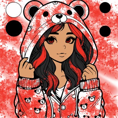 realistic girl in a animal pjs hoodie