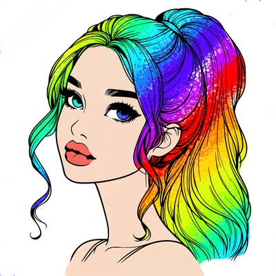 realistic girl with a ponytail on her hair and lips