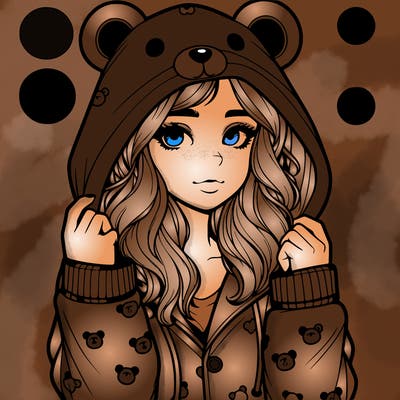 realistic girl in a animal pjs hoodie