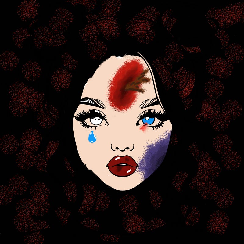 realistic girl with two buns in hair and lips