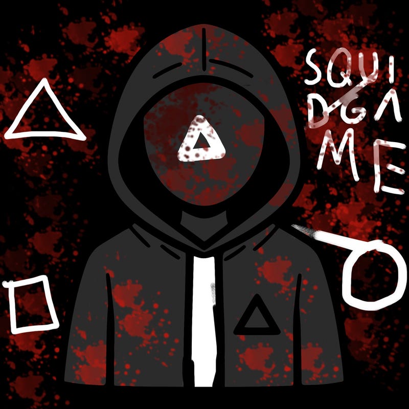a person with non face waering a hoodie with a small triangle symbol