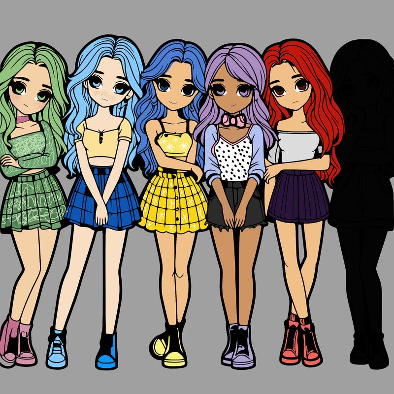 a group of girls realistic