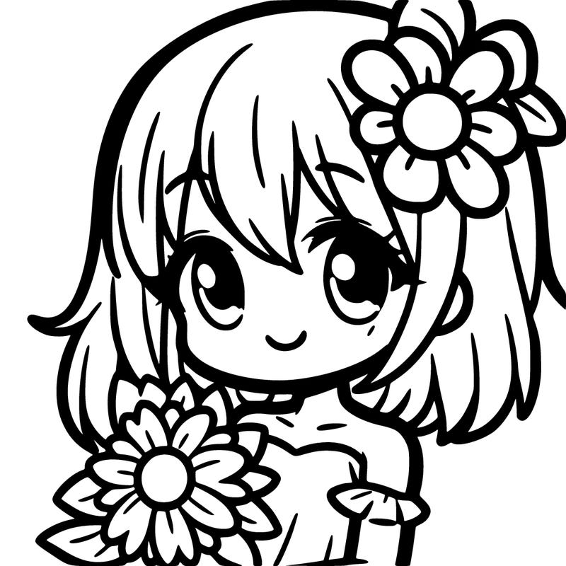 girl anime flower