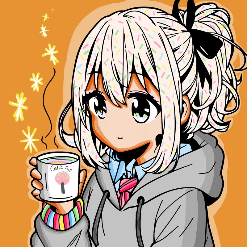 manga girl holding a cup
