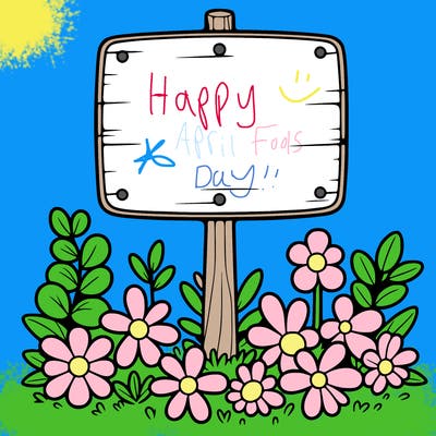 blank sign with flowers around it