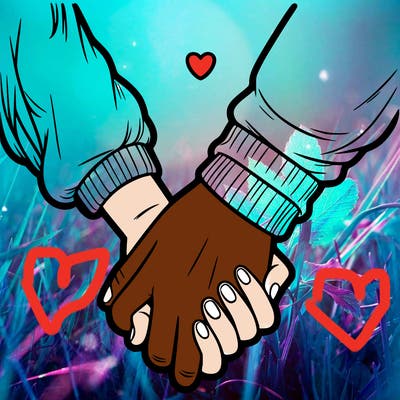 two holding hand one girl hand and one boy hand