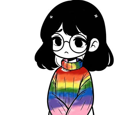 sad girl with glasses in a sweater