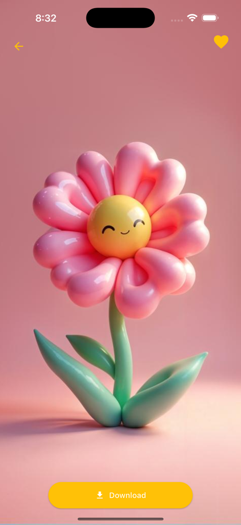 8k Cartoon Wallpapers - モバイル壁紙デザインとして、笑顔の黄色い顔を持つ3Dレンダリングされたピンクの花。