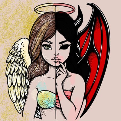 realistic angel half demon