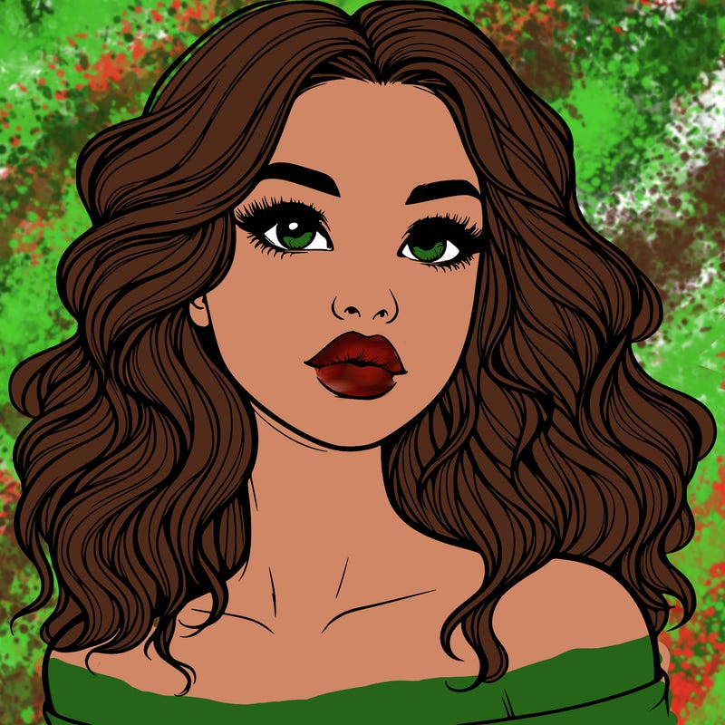 realistic girl with wavy hair and lips