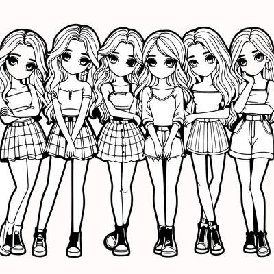 a group of girls realistic