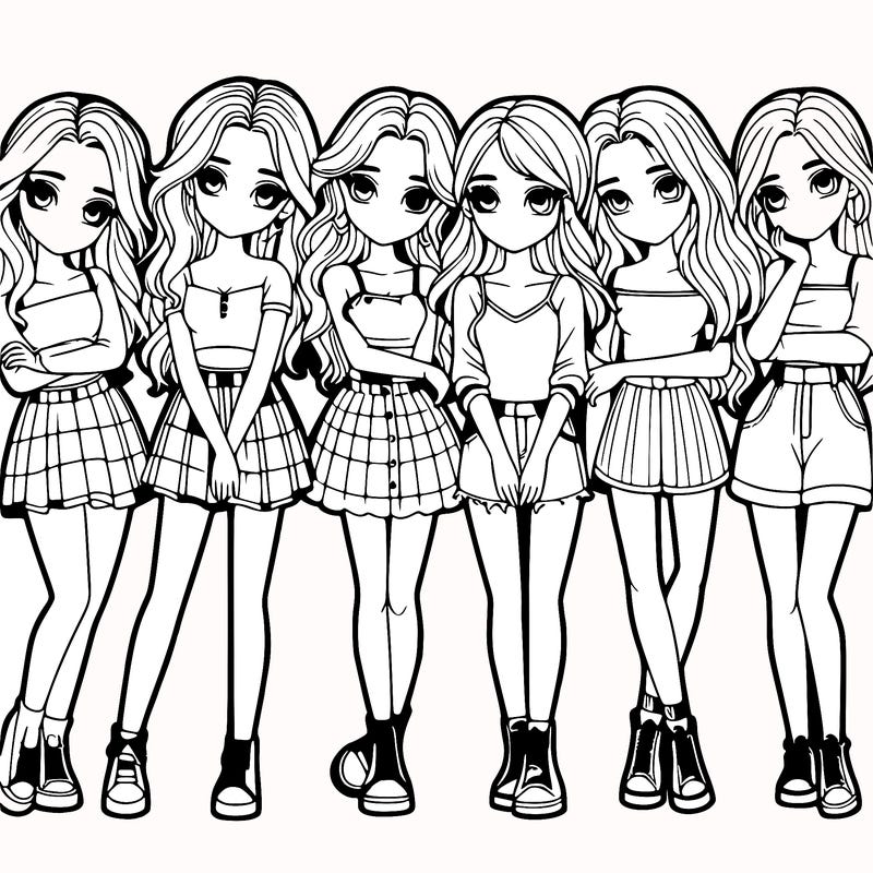 a group of girls realistic