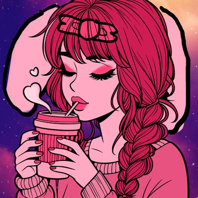 realistic girl drinking coffee