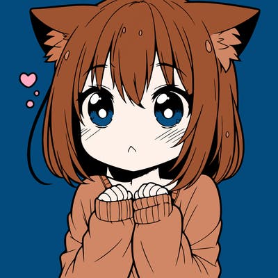 shy anime catgirl