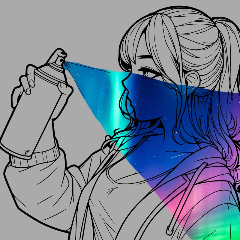 a realistic girl spray, painting