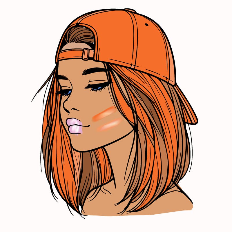 realistic  girl with a backwards hat