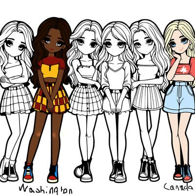 a group of girls realistic