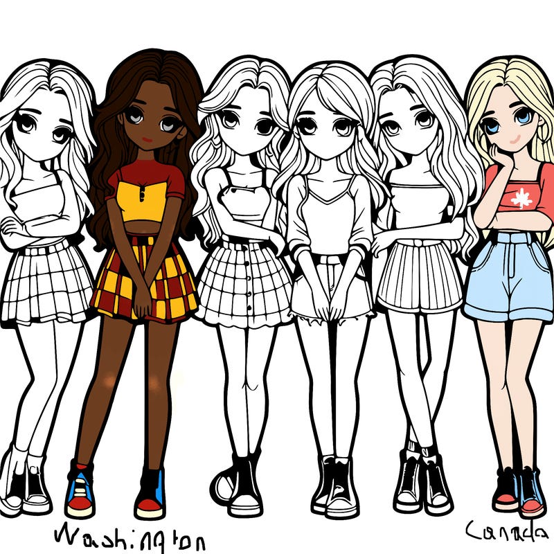 a group of girls realistic