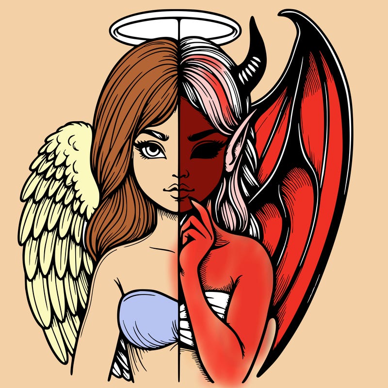 realistic angel half demon