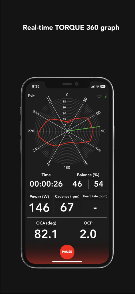 ROTOR Power - Real time TORQUE 360 graph and cycling performance data on the ROTOR Power app