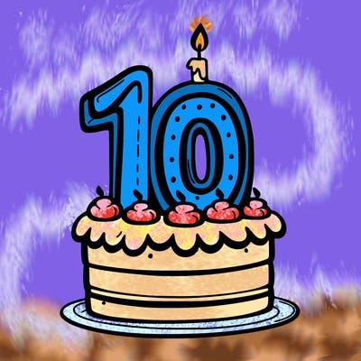 cake decorated with the number 10