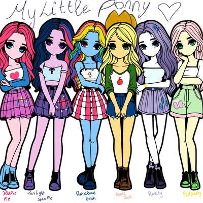 a group of girls realistic