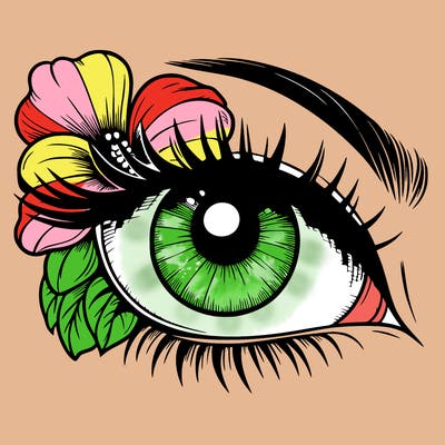 realistic eye with flower